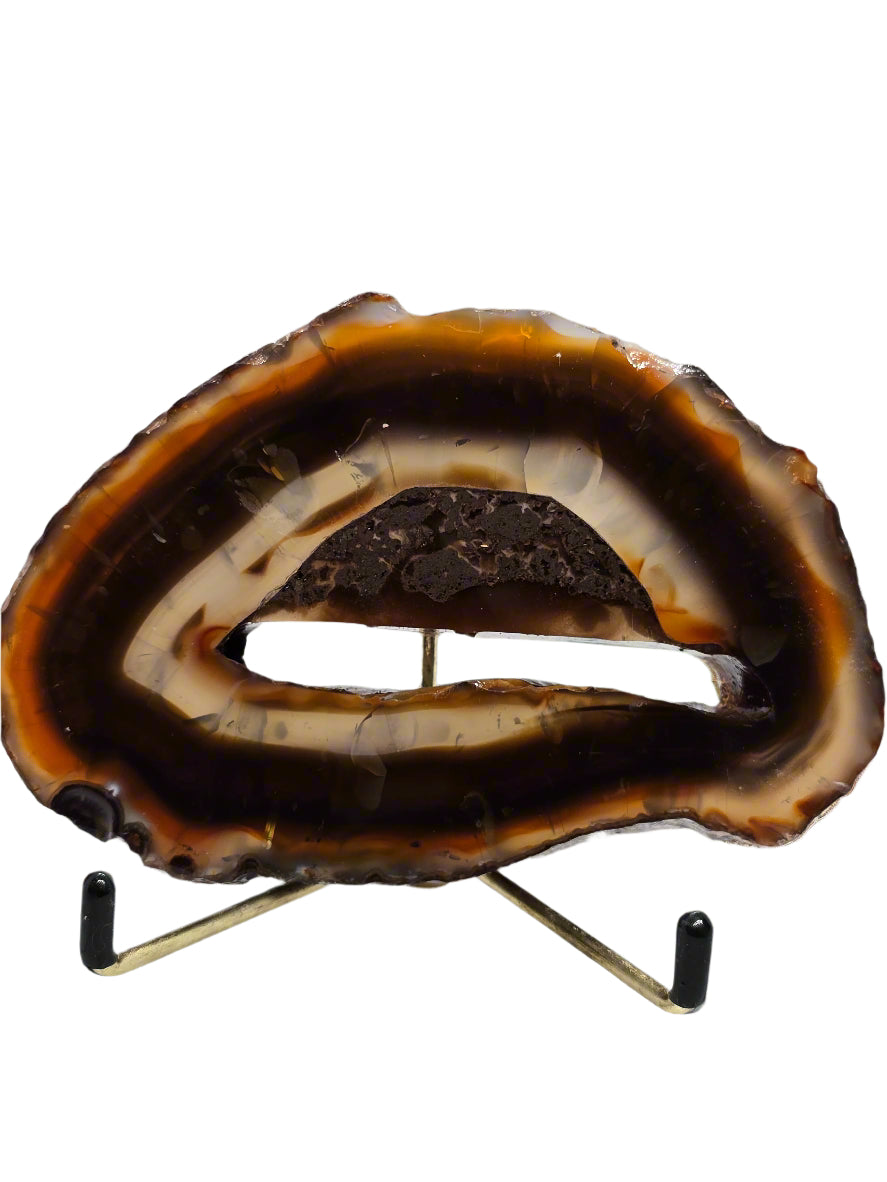 BROWN BANDED AGATE SLICE SPECIMEN
