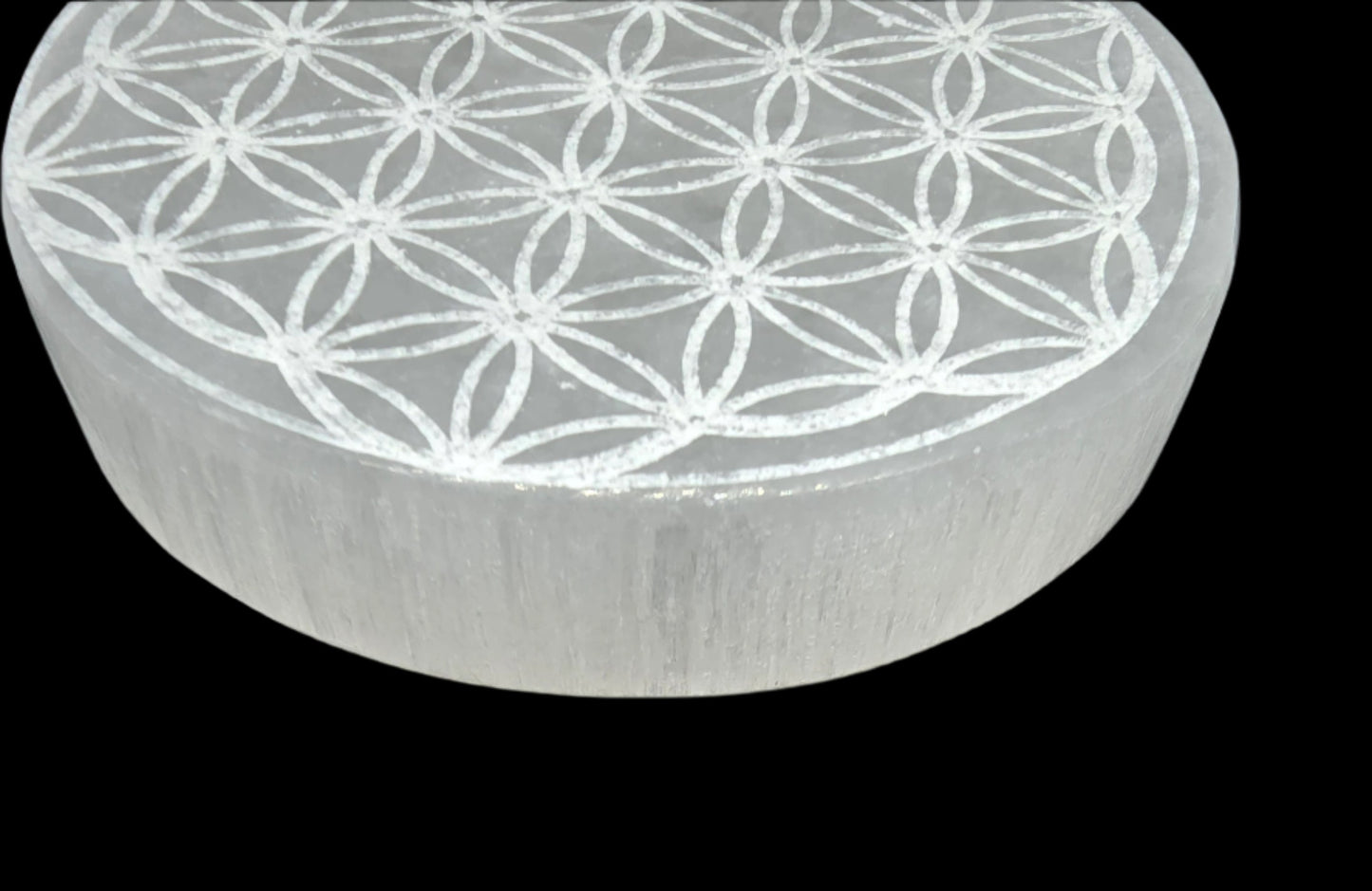 SELENITE FLOWER OF LIFE CHARGING DISK