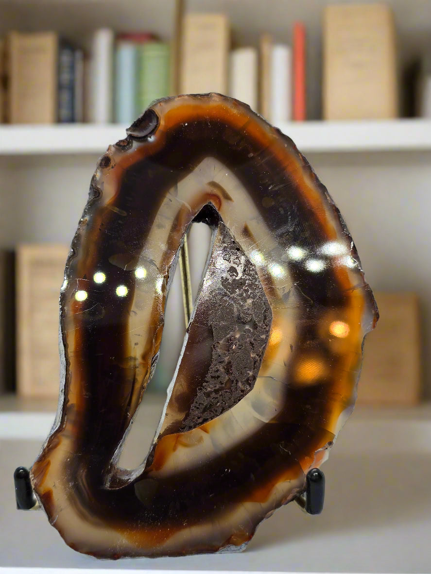 BROWN BANDED AGATE SLICE SPECIMEN