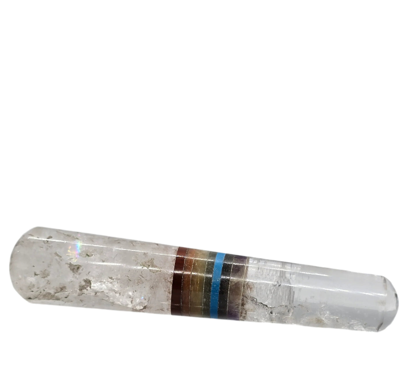 CLEAR QUARTZ RAINBOW GEM MASSAGE WAND