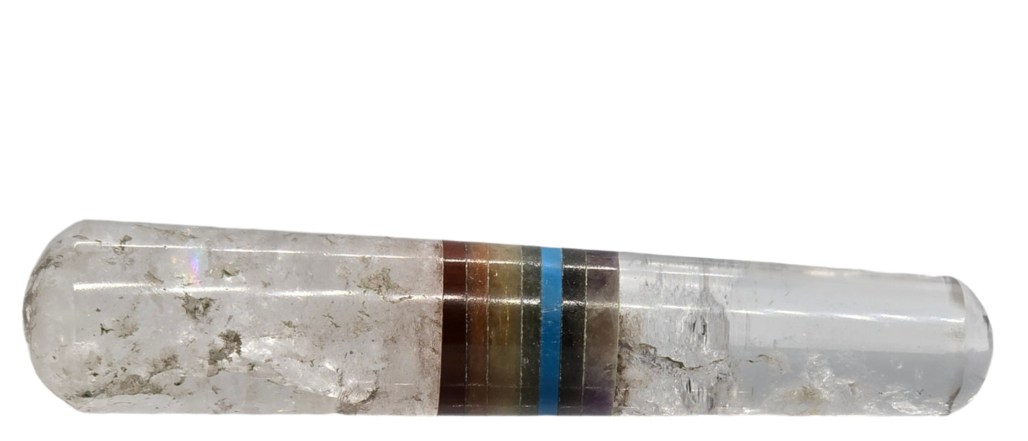 CLEAR QUARTZ RAINBOW GEM MASSAGE WAND