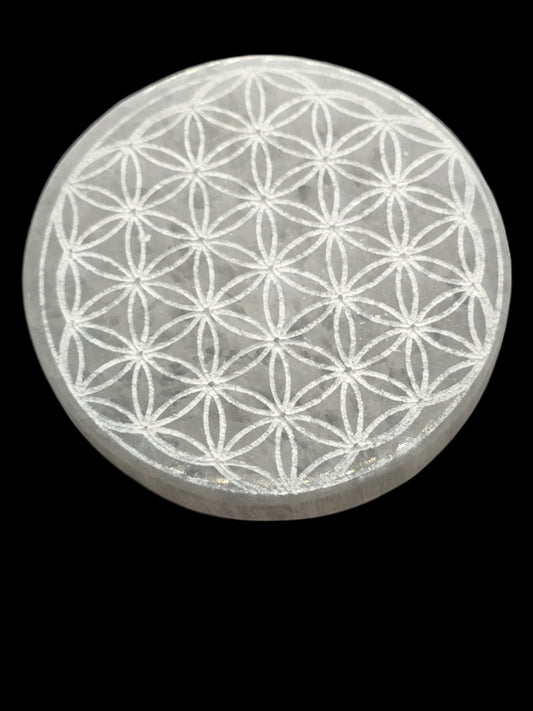 SELENITE FLOWER OF LIFE CHARGING DISK